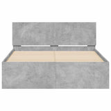 Bed Frame with Headboard and LED Concrete Grey 120x190 cm Small Double