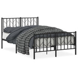 Metal Bed Frame without Mattress with Footboard Black 120x190cm