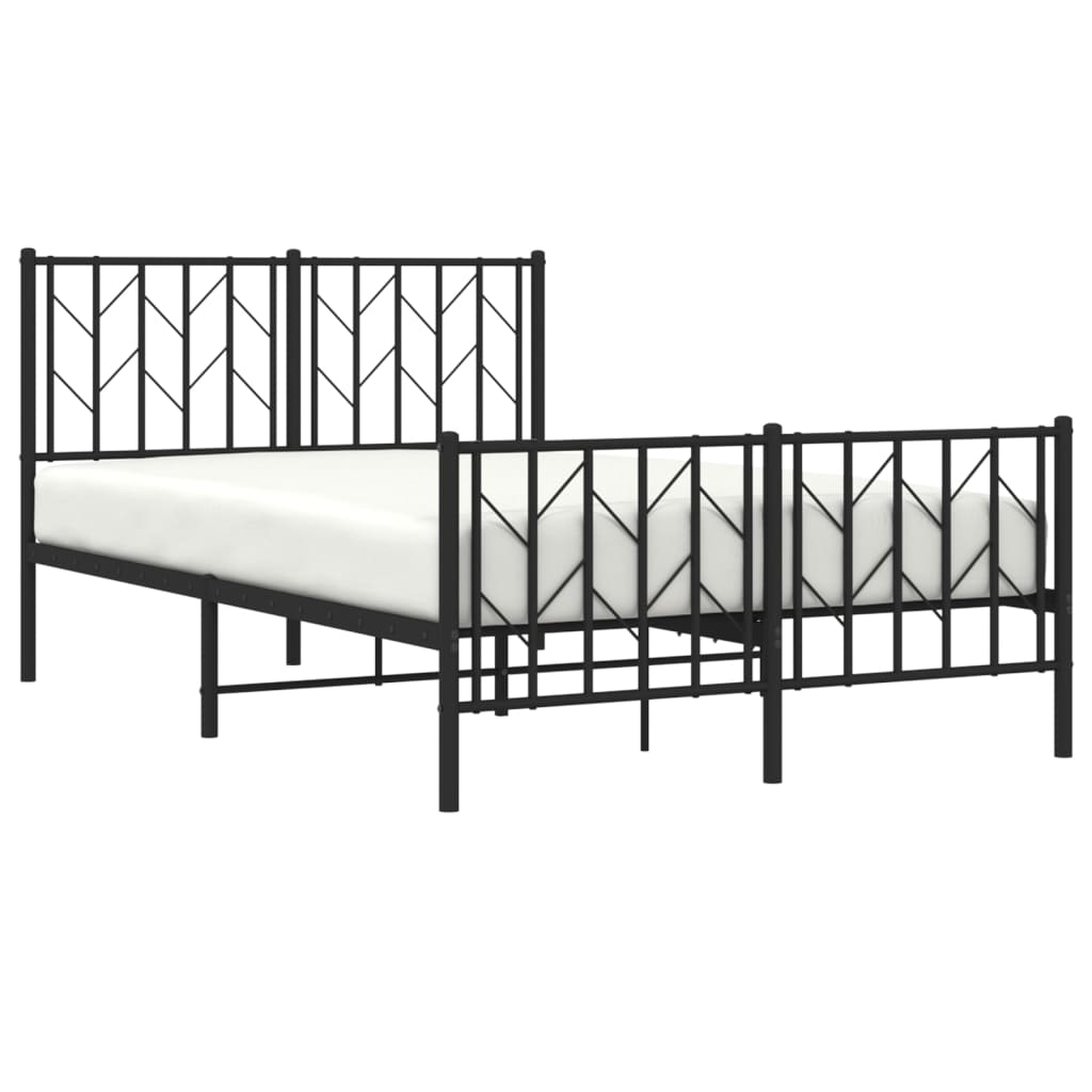 Metal Bed Frame without Mattress with Footboard Black 120x190cm