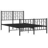 Metal Bed Frame without Mattress with Footboard Black 120x190cm