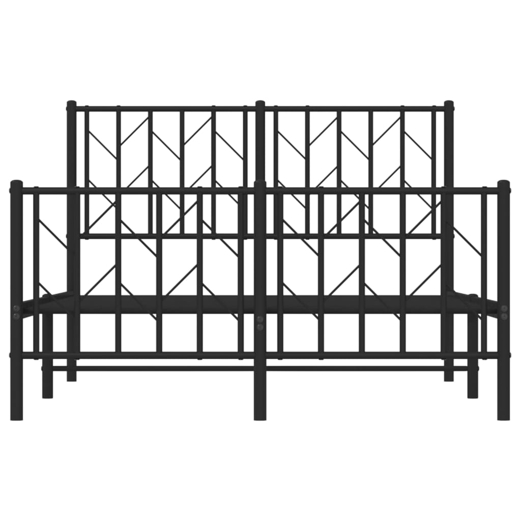 Metal Bed Frame without Mattress with Footboard Black 120x190cm