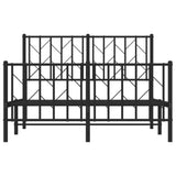 Metal Bed Frame without Mattress with Footboard Black 120x190cm