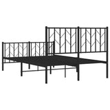 Metal Bed Frame without Mattress with Footboard Black 120x190cm