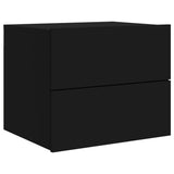 Wall-mounted Bedside Cabinet with LED Lights Black