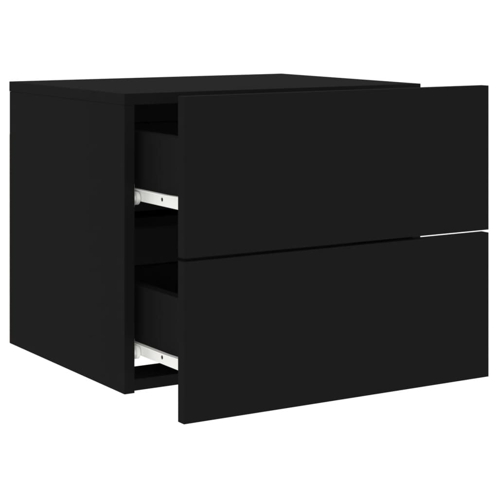 Wall-mounted Bedside Cabinet with LED Lights Black