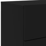 Wall-mounted Bedside Cabinet with LED Lights Black