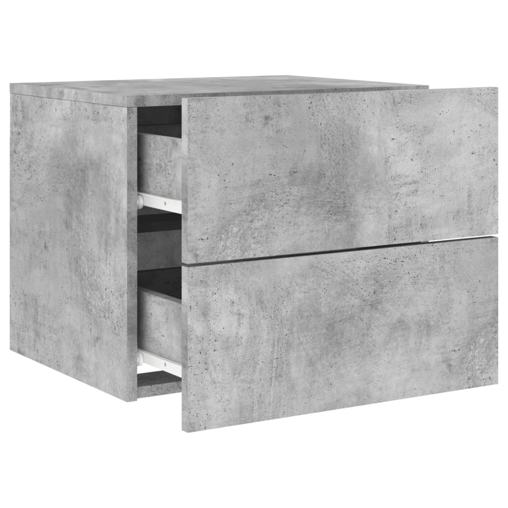 Wall-mounted Bedside Cabinets with LED Lights 2 pcs Concrete Grey