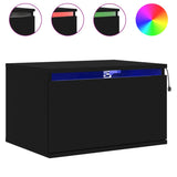 Wall-mounted Bedside Cabinet with LED Lights Black