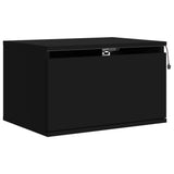 Wall-mounted Bedside Cabinet with LED Lights Black