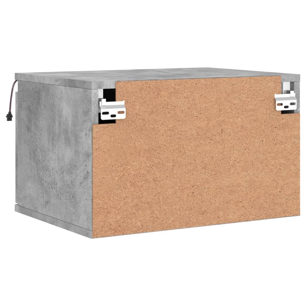 Wall-mounted Bedside Cabinet with LED Lights Concrete Gery