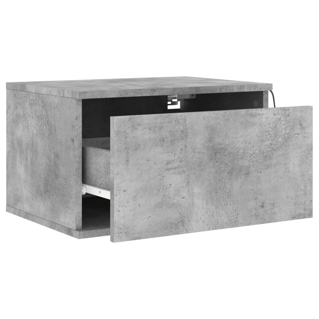 Wall-mounted Bedside Cabinets with LED Lights 2 pcs Concrete Grey