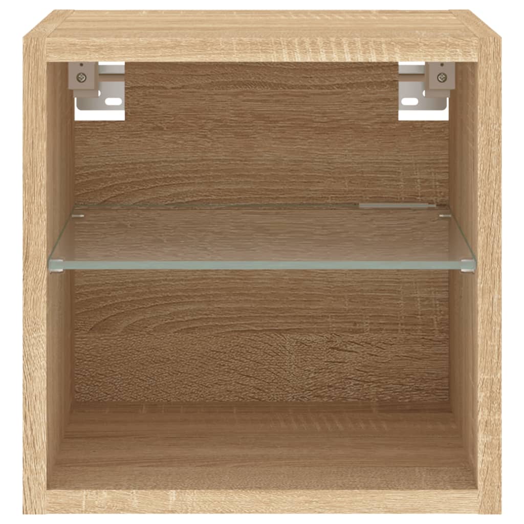 TV Wall Cabinets with LED Lights 2 pcs Sonoma Oak 30x28.5x30 cm