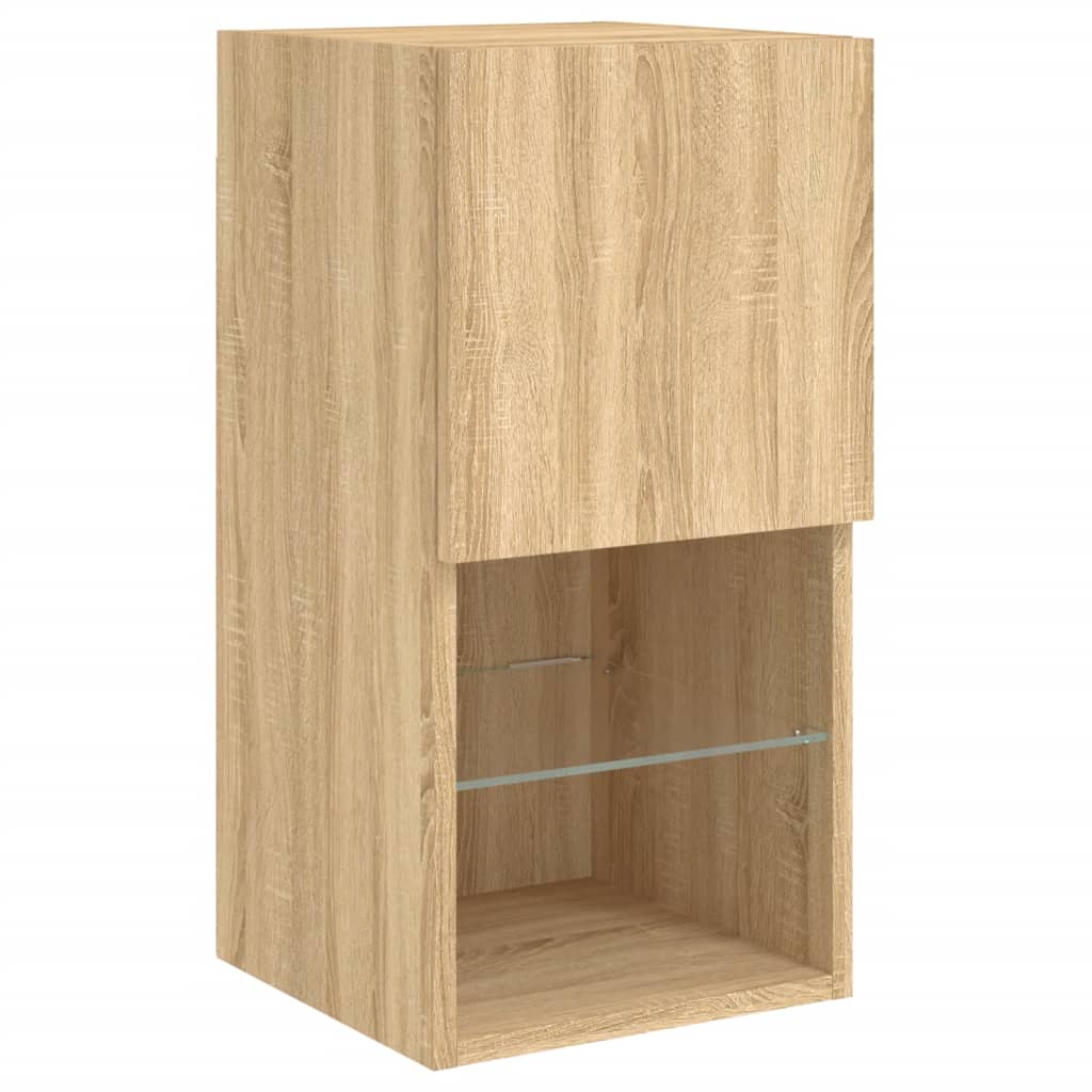 TV Cabinet with LED Lights Sonoma Oak 30.5x30x60 cm