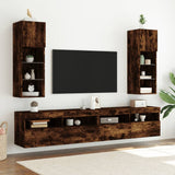 TV Cabinet with LED Lights Smoked Oak 30.5x30x90 cm