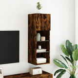 TV Cabinet with LED Lights Smoked Oak 30.5x30x90 cm