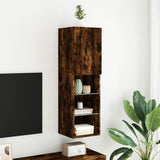 TV Cabinet with LED Lights Smoked Oak 30.5x30x102 cm