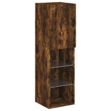 TV Cabinet with LED Lights Smoked Oak 30.5x30x102 cm