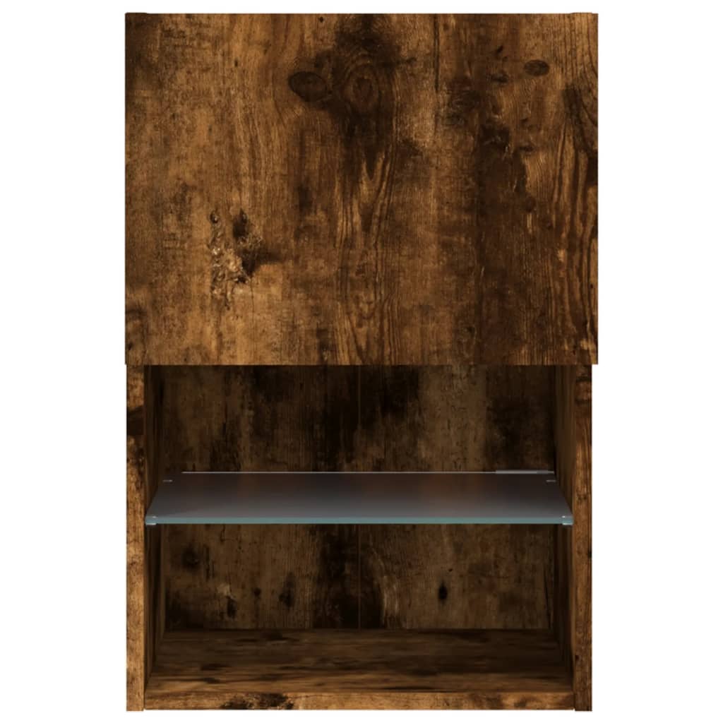 TV Cabinet with LED Lights Smoked Oak 40.5x30x60 cm