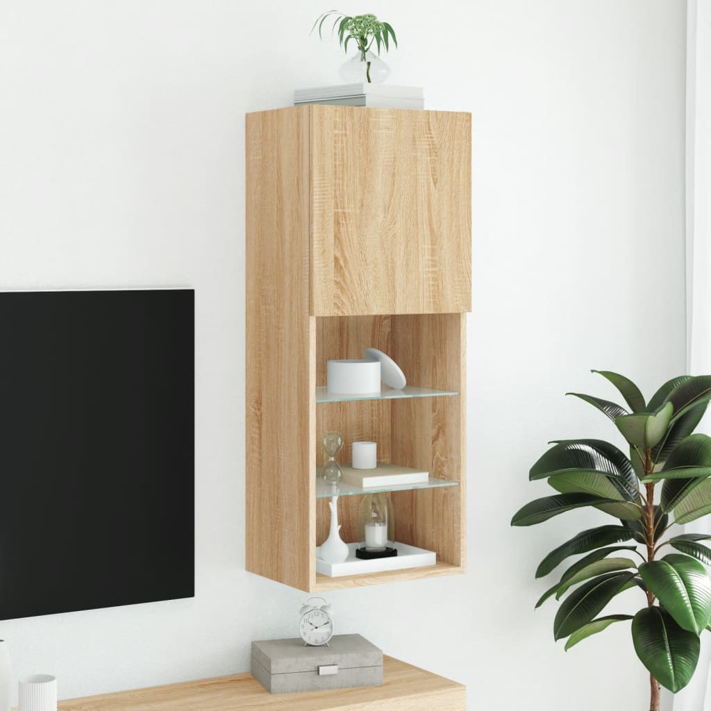 TV Cabinet with LED Lights Sonoma Oak 40.5x30x102 cm