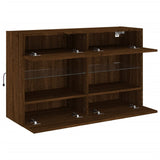 TV Wall Cabinet with LED Lights Brown Oak 98.5x30x60.5 cm