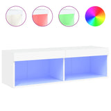 TV Cabinet with LED Lights White 100x30x30 cm