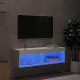 TV Cabinet with LED Lights White 100x30x30 cm