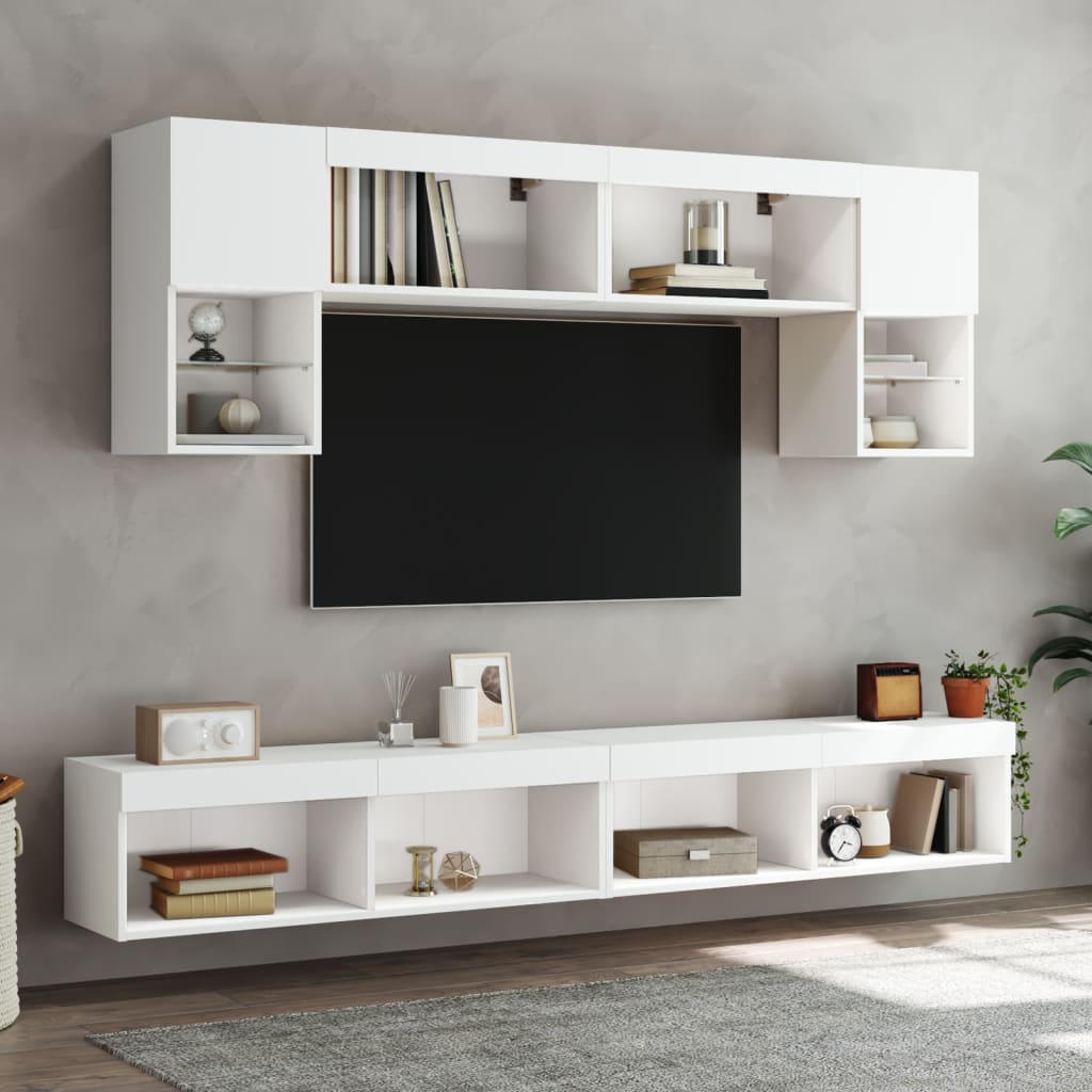 TV Cabinet with LED Lights White 100x30x30 cm