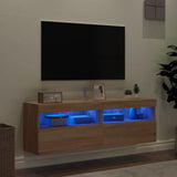 TV Wall Cabinets with LED Lights 2 pcs Sonoma Oak 60x30x40 cm