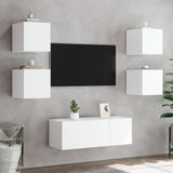 TV Wall Cabinets with LED Lights 2 pcs White 30.5x35x30 cm