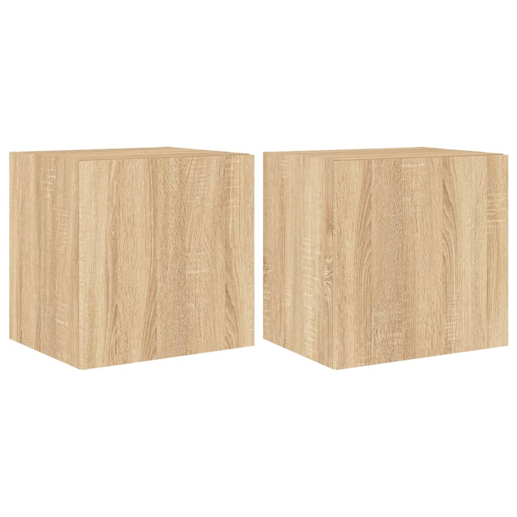 TV Wall Cabinets with LED Lights 2 pcs Sonoma Oak 40.5x35x40 cm