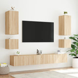 TV Wall Cabinets with LED Lights 2 pcs Sonoma Oak 40.5x35x40 cm