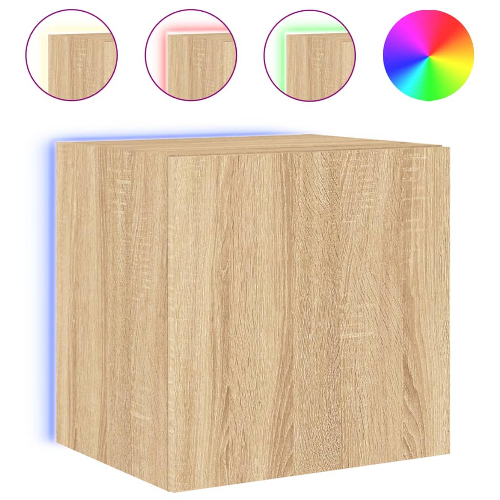 TV Wall Cabinets with LED Lights 2 pcs Sonoma Oak 40.5x35x40 cm