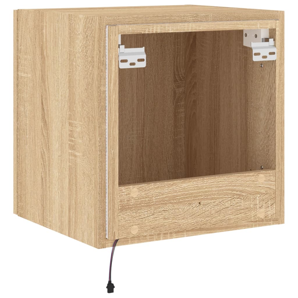 TV Wall Cabinets with LED Lights 2 pcs Sonoma Oak 40.5x35x40 cm