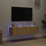 TV Wall Cabinets with LED Lights 2 pcs Sonoma Oak 60x35x31 cm