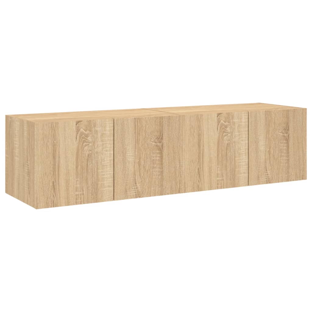 TV Wall Cabinets with LED Lights 2 pcs Sonoma Oak 60x35x31 cm