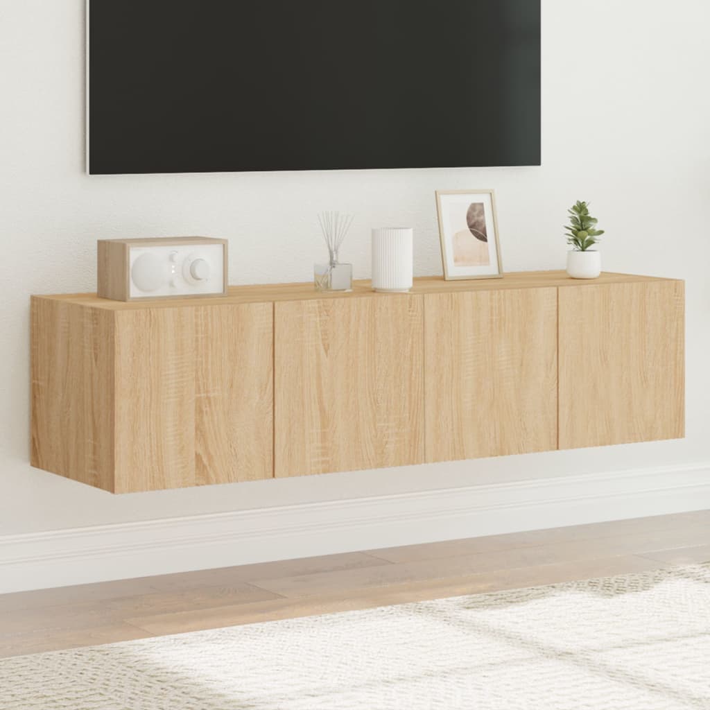 TV Wall Cabinets with LED Lights 2 pcs Sonoma Oak 60x35x31 cm