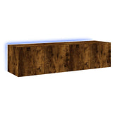 TV Wall Cabinets with LED Lights 2 pcs Smoked Oak 60x35x31 cm