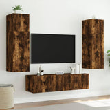 TV Wall Cabinets with LED Lights 2 pcs Smoked Oak 60x35x31 cm