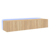 TV Wall Cabinets with LED Lights 2 pcs Sonoma Oak 80x35x31 cm