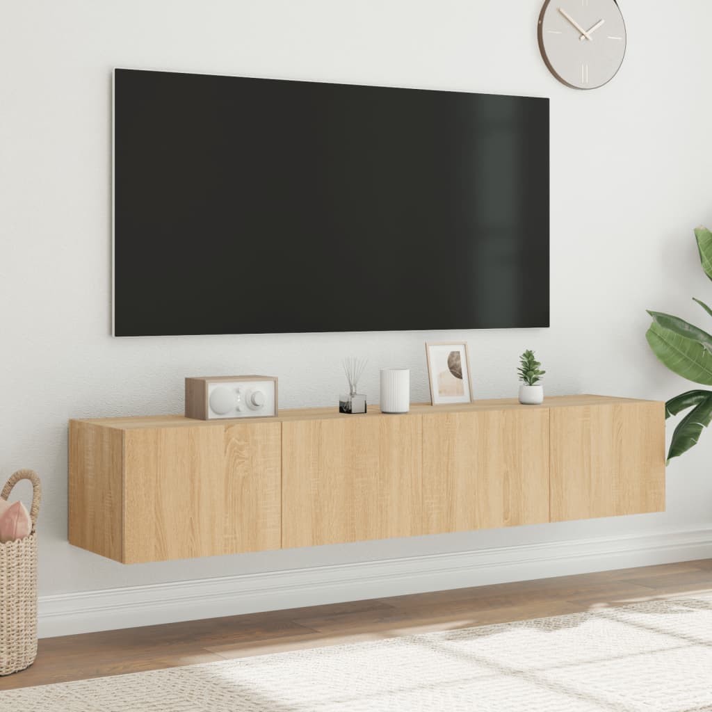 TV Wall Cabinets with LED Lights 2 pcs Sonoma Oak 80x35x31 cm