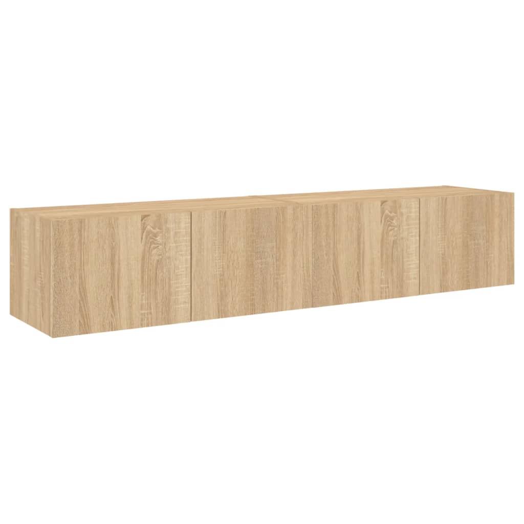 TV Wall Cabinets with LED Lights 2 pcs Sonoma Oak 80x35x31 cm