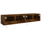 TV Wall Cabinets with LED Lights 2 pcs Smoked Oak 80x35x31 cm