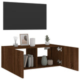 TV Wall Cabinet with LED Lights Brown Oak 80x35x31 cm