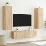 TV Wall Cabinets with LED Lights 2 pcs Sonoma Oak 60x35x41 cm