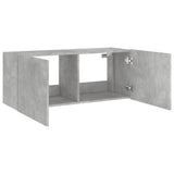 TV Wall Cabinet with LED Lights Concrete Grey 100x35x41 cm