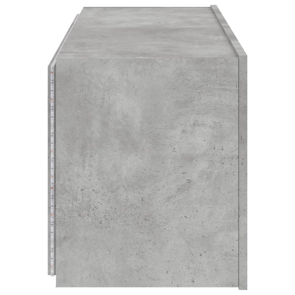 TV Wall Cabinet with LED Lights Concrete Grey 100x35x41 cm