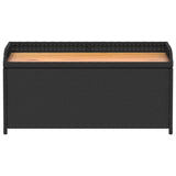 Storage Bench Black 100x50x52 cm Poly Rattan and Acacia Wood