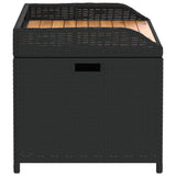 Storage Bench Black 100x50x52 cm Poly Rattan and Acacia Wood