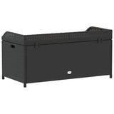 Storage Bench Black 100x50x52 cm Poly Rattan and Acacia Wood