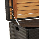 Storage Bench Black 100x50x52 cm Poly Rattan and Acacia Wood